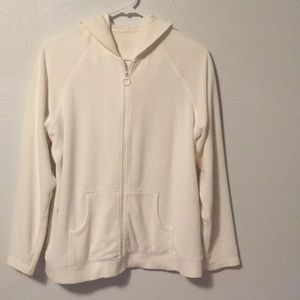 Charter Club White Terrycloth Zip Up Hoodie